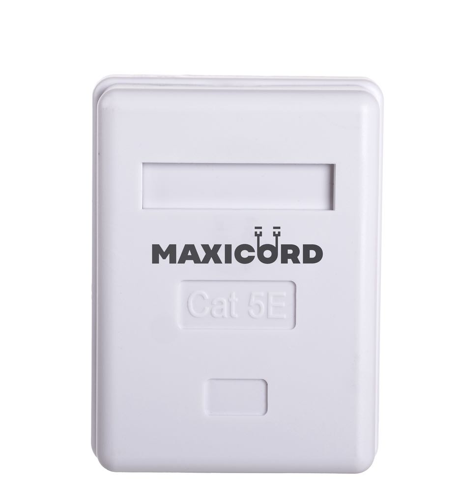 Компьютерная розетка Maxicord кат.5е 1 порт RJ-45, настенная белая